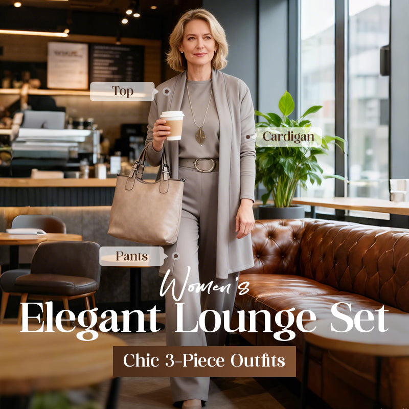 Elegant 3-piece set including long cardigan, top and pants