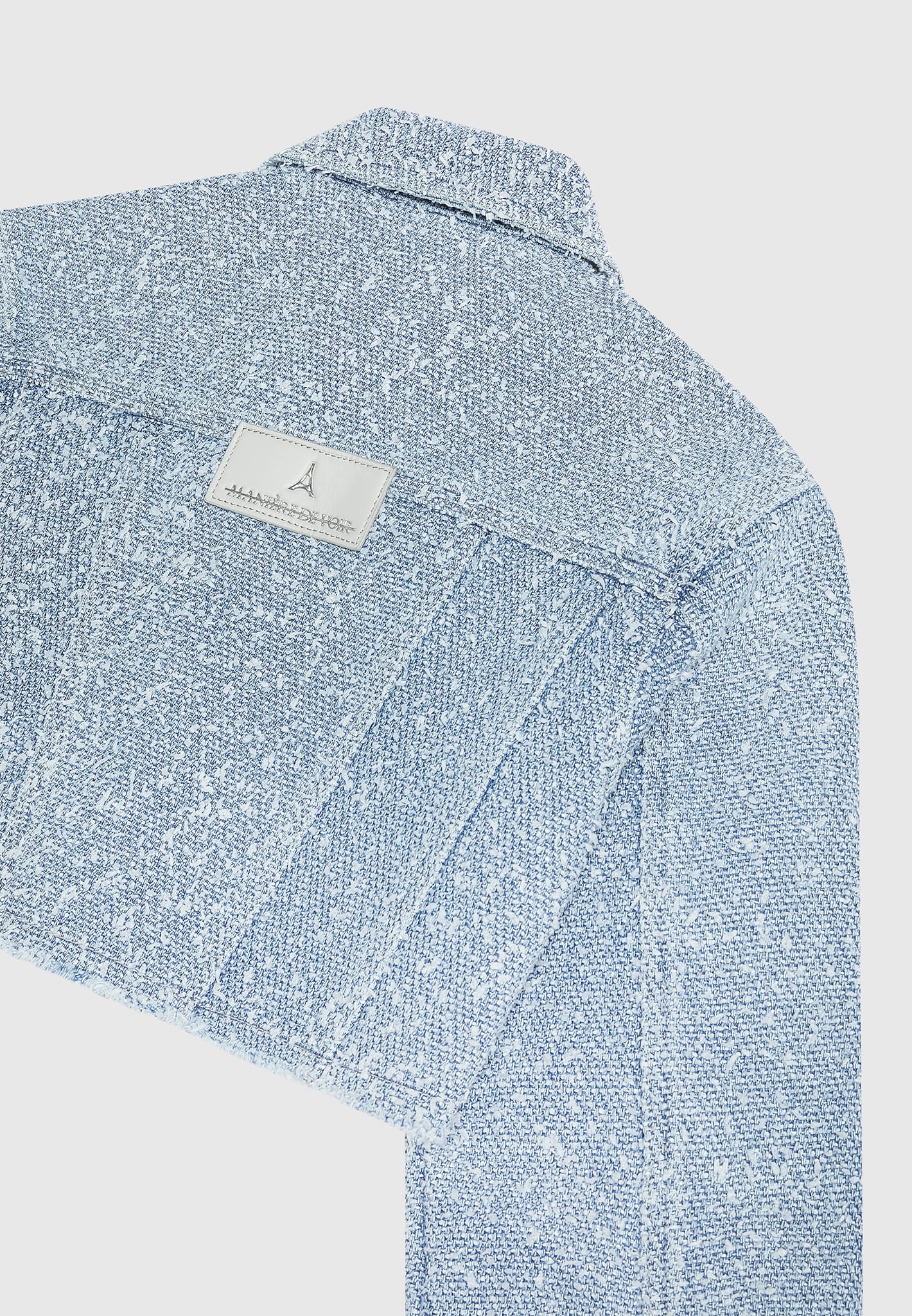 Catherine - Cropped Boucle Denim Jacket - Mid Blue