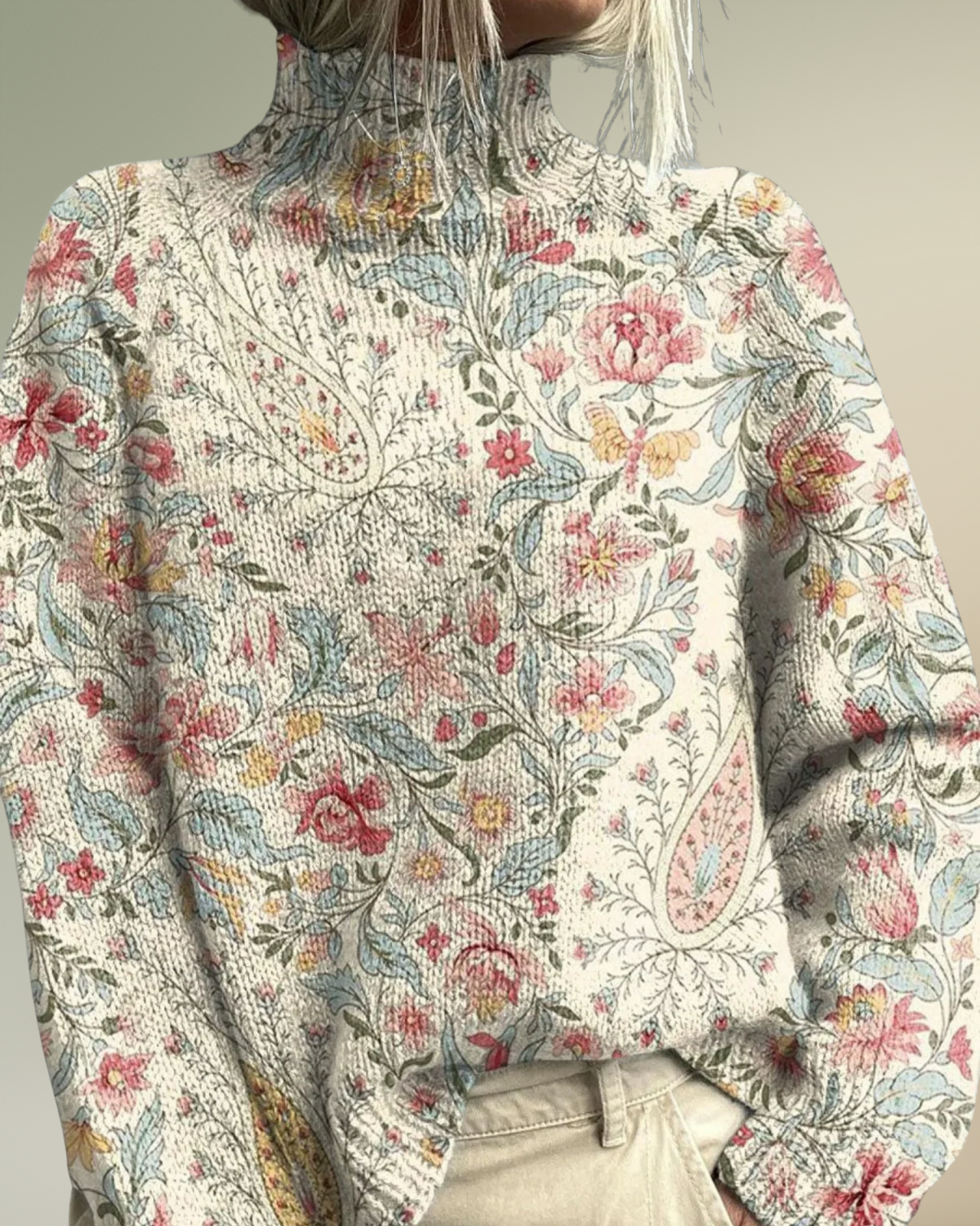 Julia | Vintage Paisley Turtleneck Sweater
