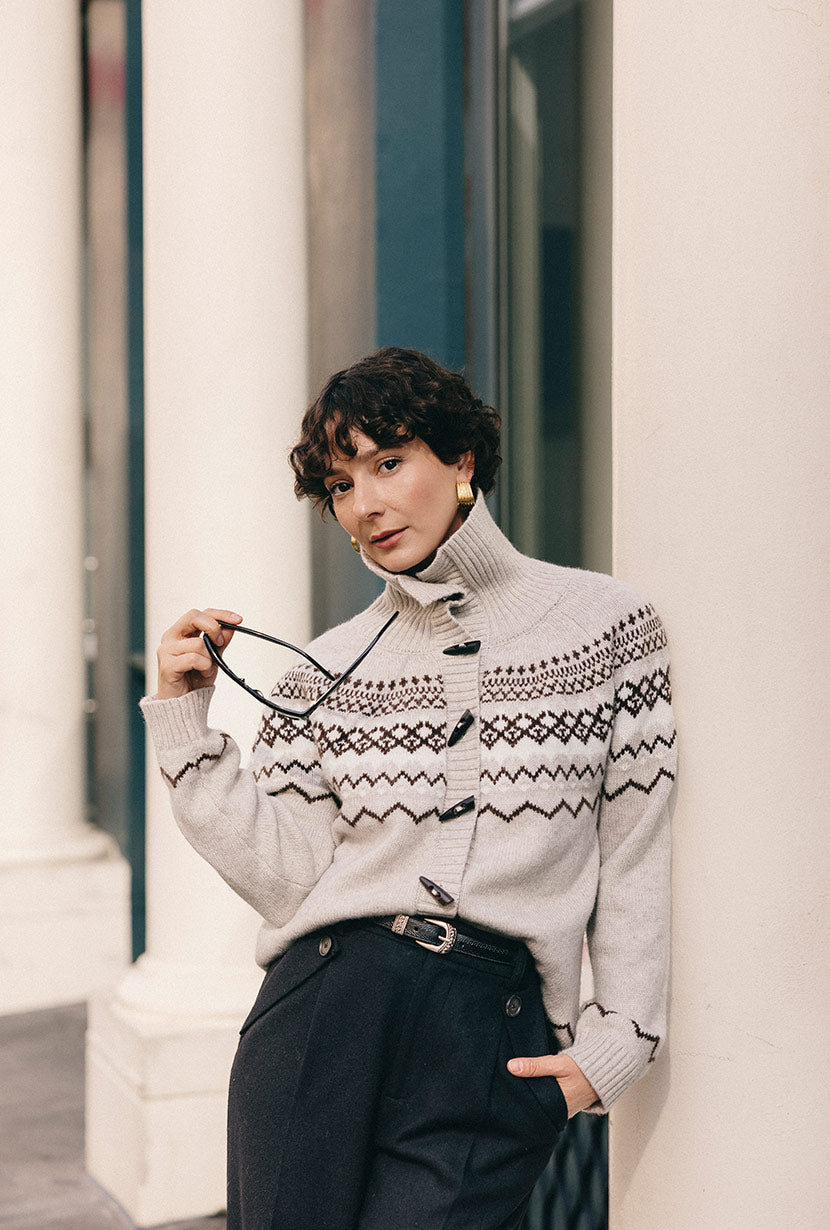 Cohen Fair Isle Wool Cardigan - Beige