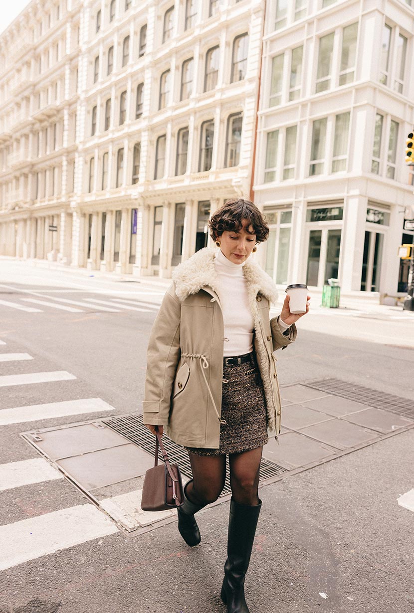Candice Faux Fur Parka Coat - Sand