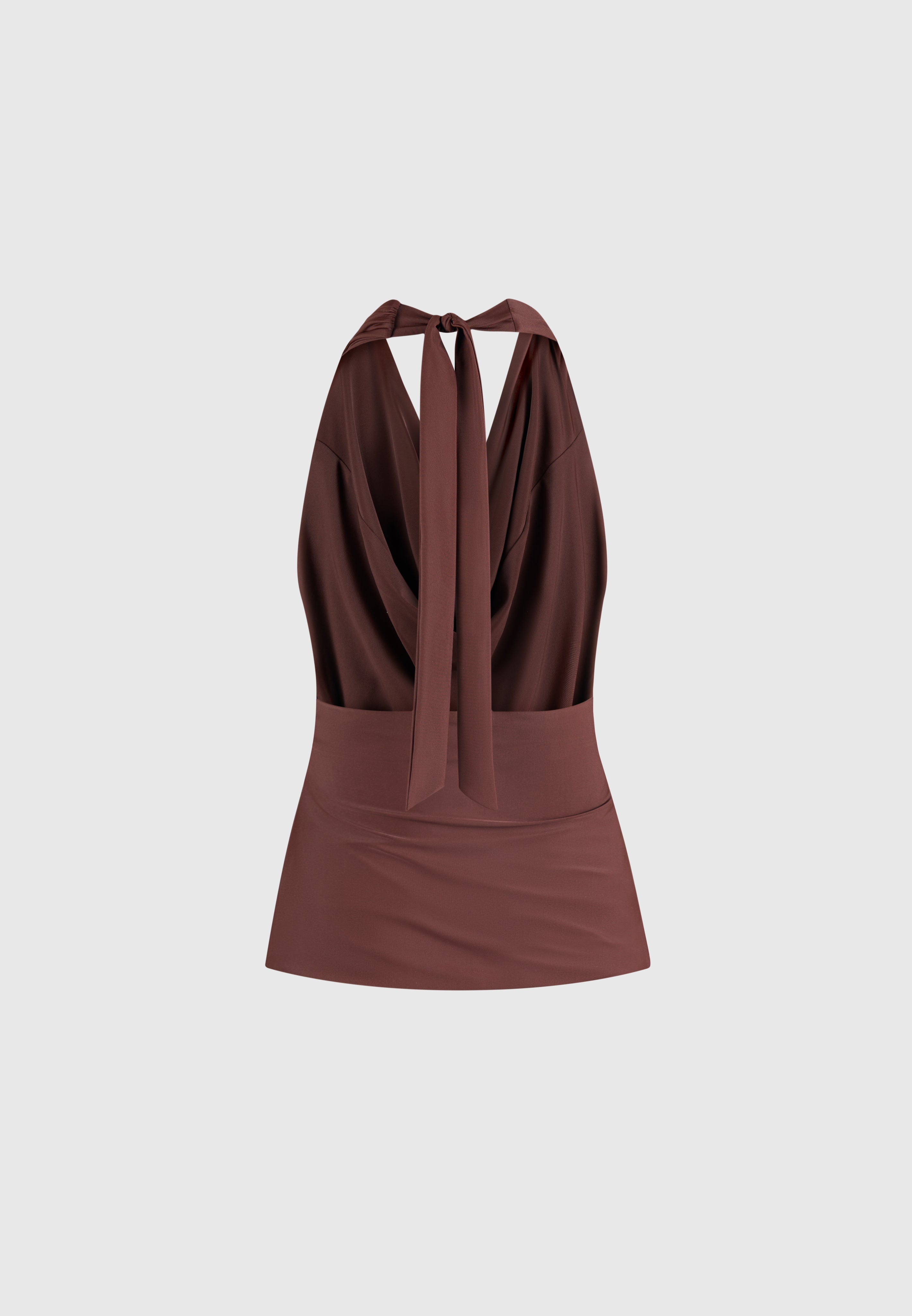 Draped Halterneck Top - Brown