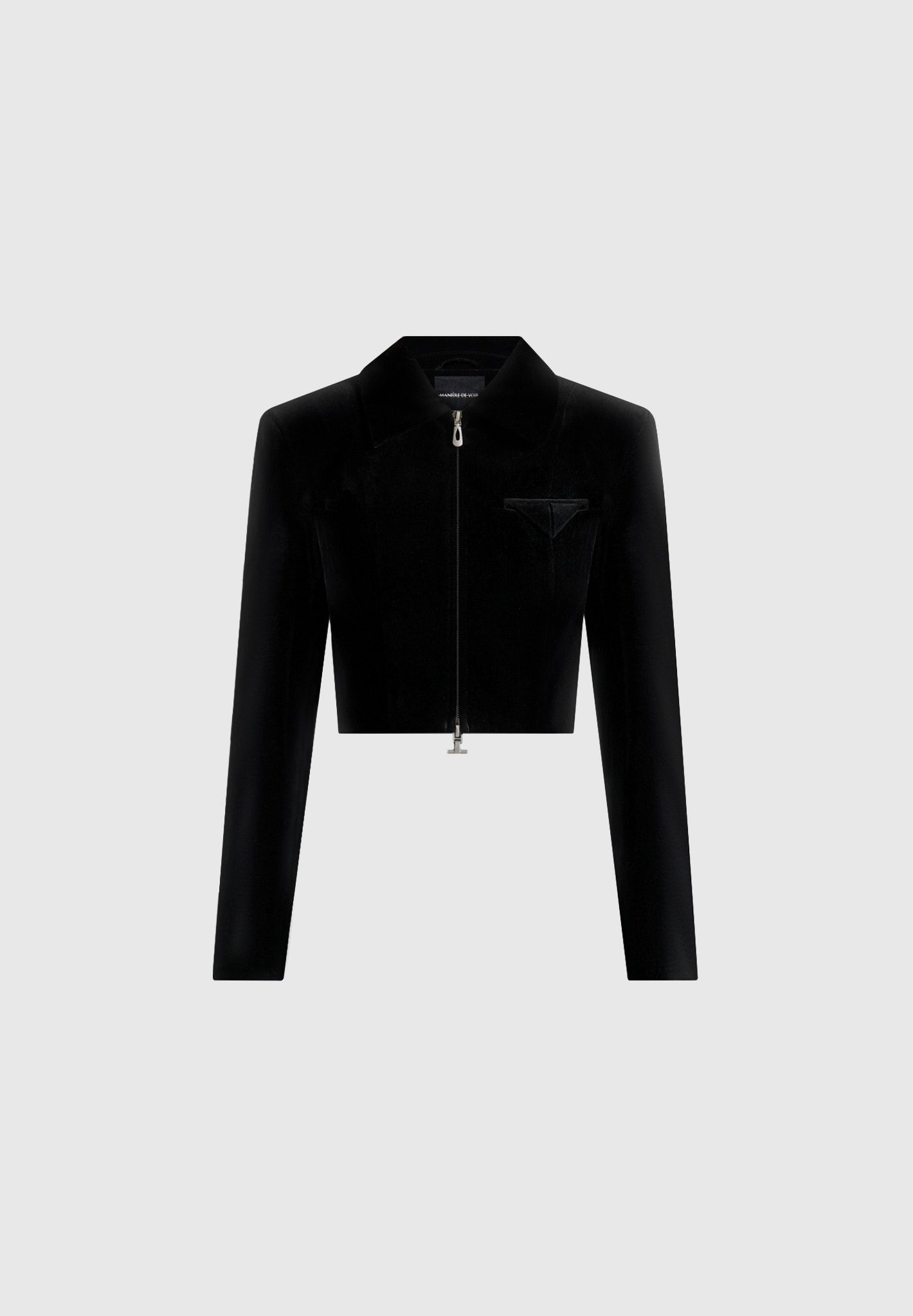 Adina - Velvet Cropped Jacket - Black