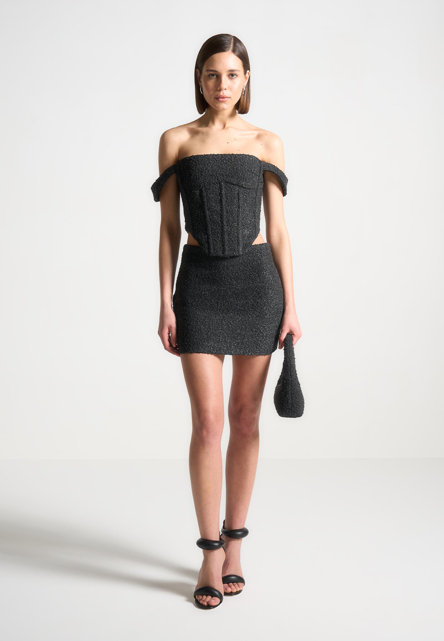 Bonnie - Boucle Bardot Corset Top - Black