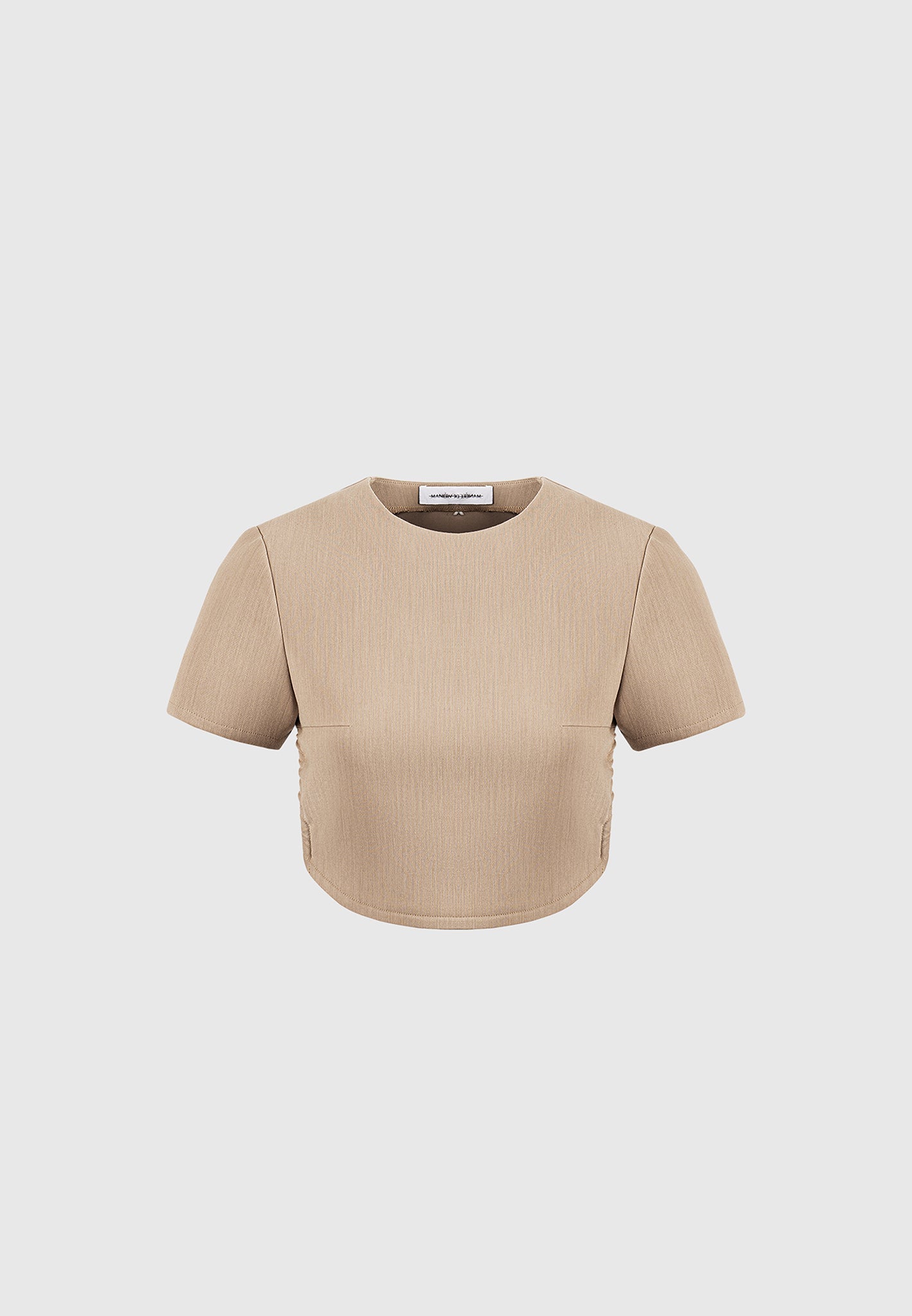 Curved Hem Backless Top with Tie - Dark Beige
