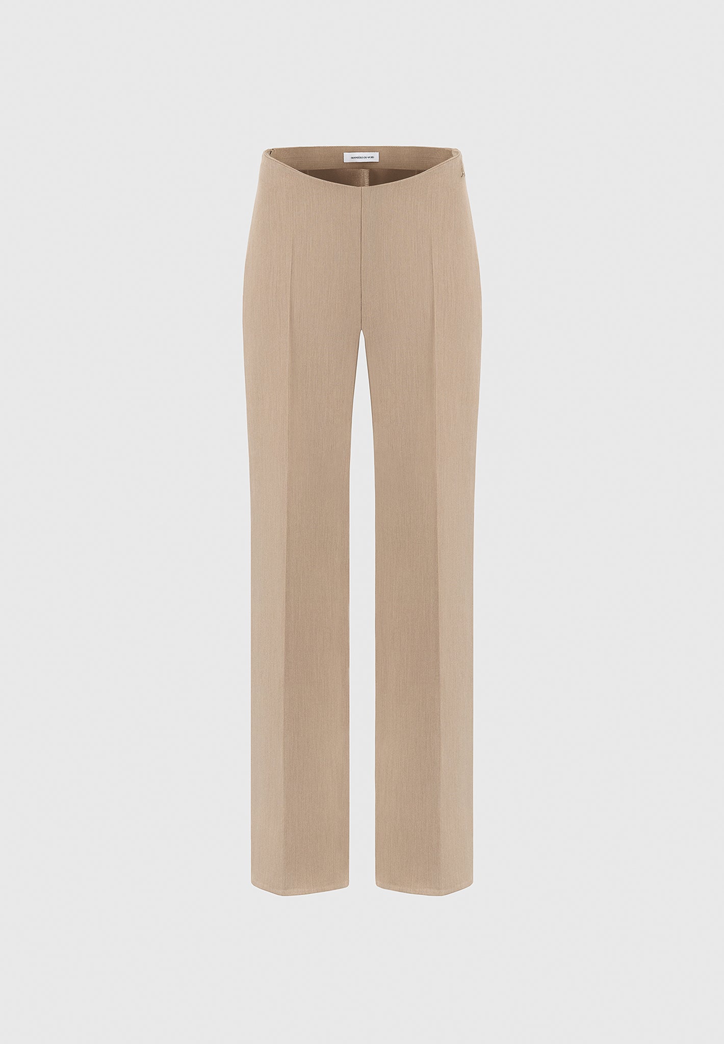 Curved Waist Tailored Trousers - Dark Beige