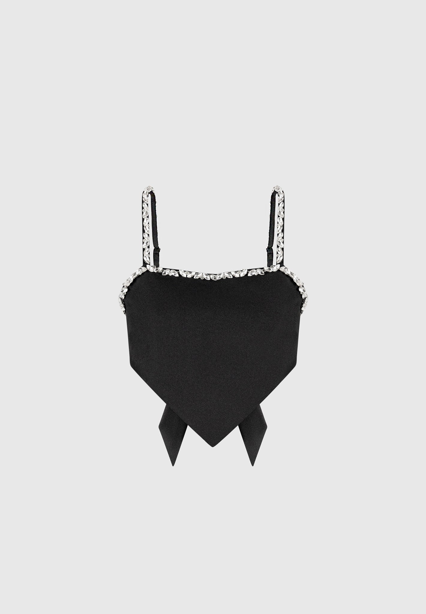 Eloise - Embellished Strap Handkerchief Top - Black