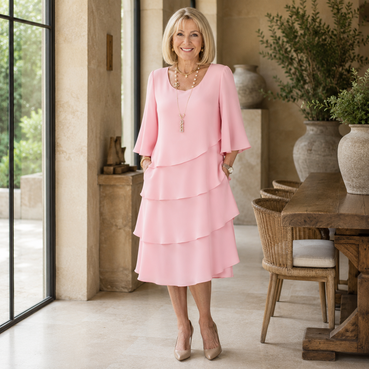 Catherine | Elegant Comfort Ruffle Dress.