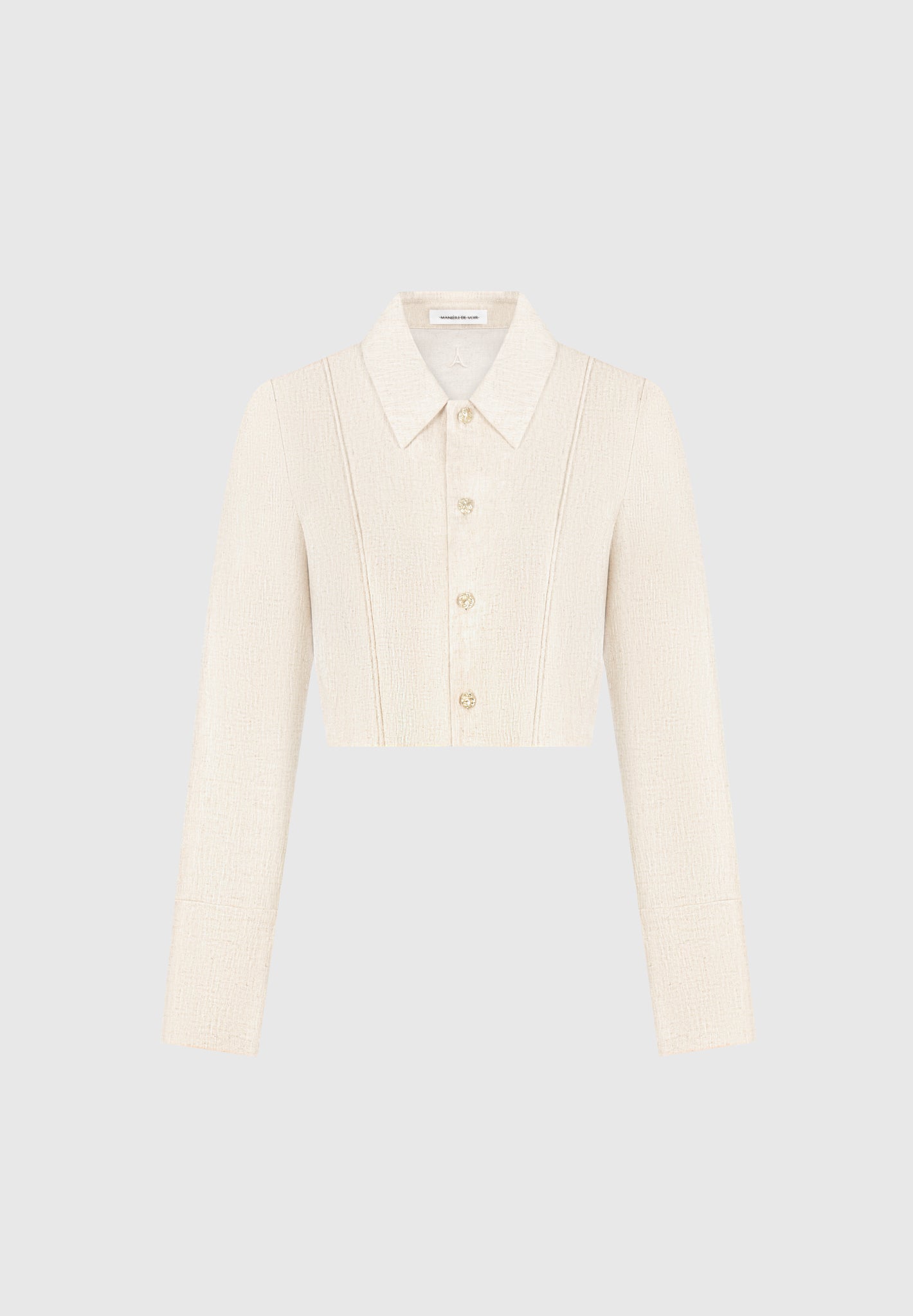 Florine - Linen Pintuck Cropped Shirt - Natural