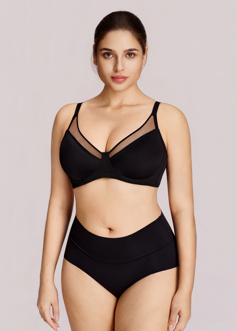Unlined Mesh Panel Minimizer Bra