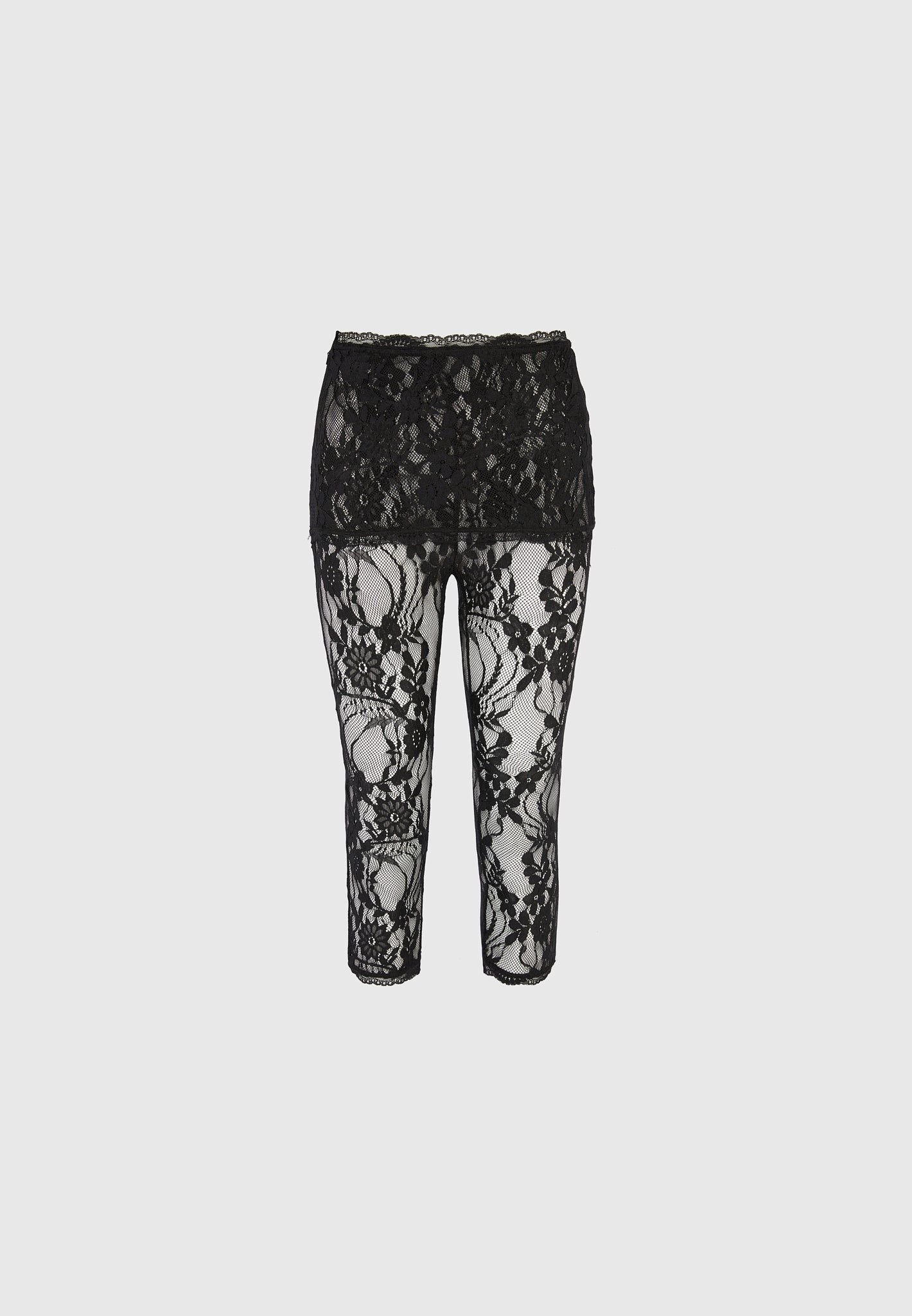 Aimee - Lace Asymmetric Capri Leggings - Black
