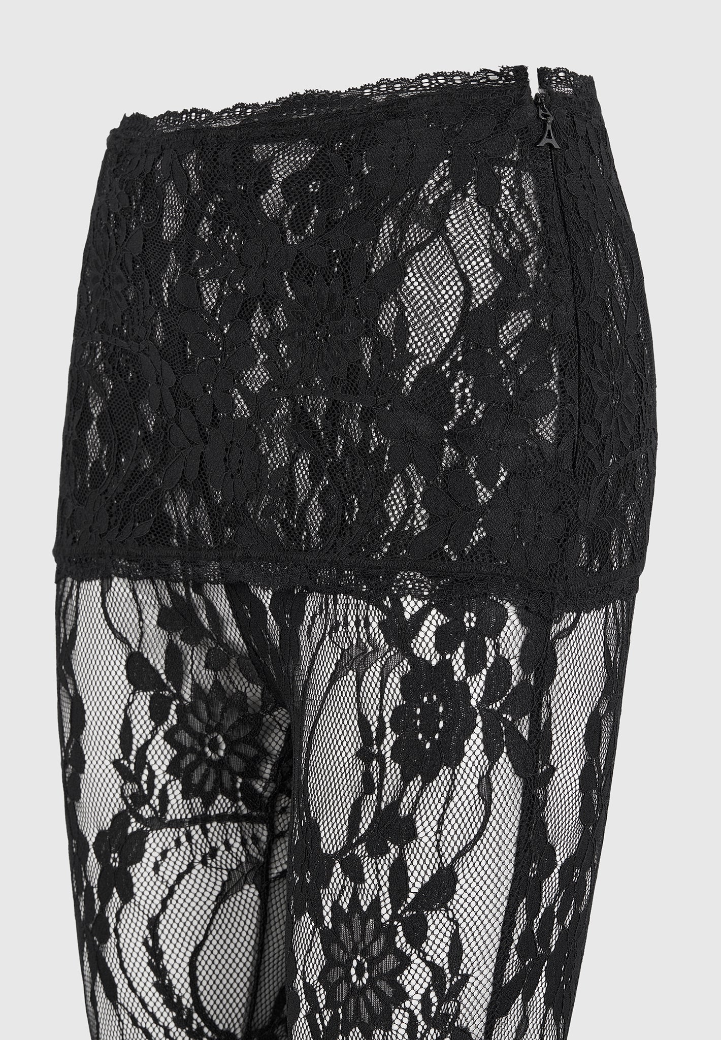 Aimee - Lace Asymmetric Capri Leggings - Black