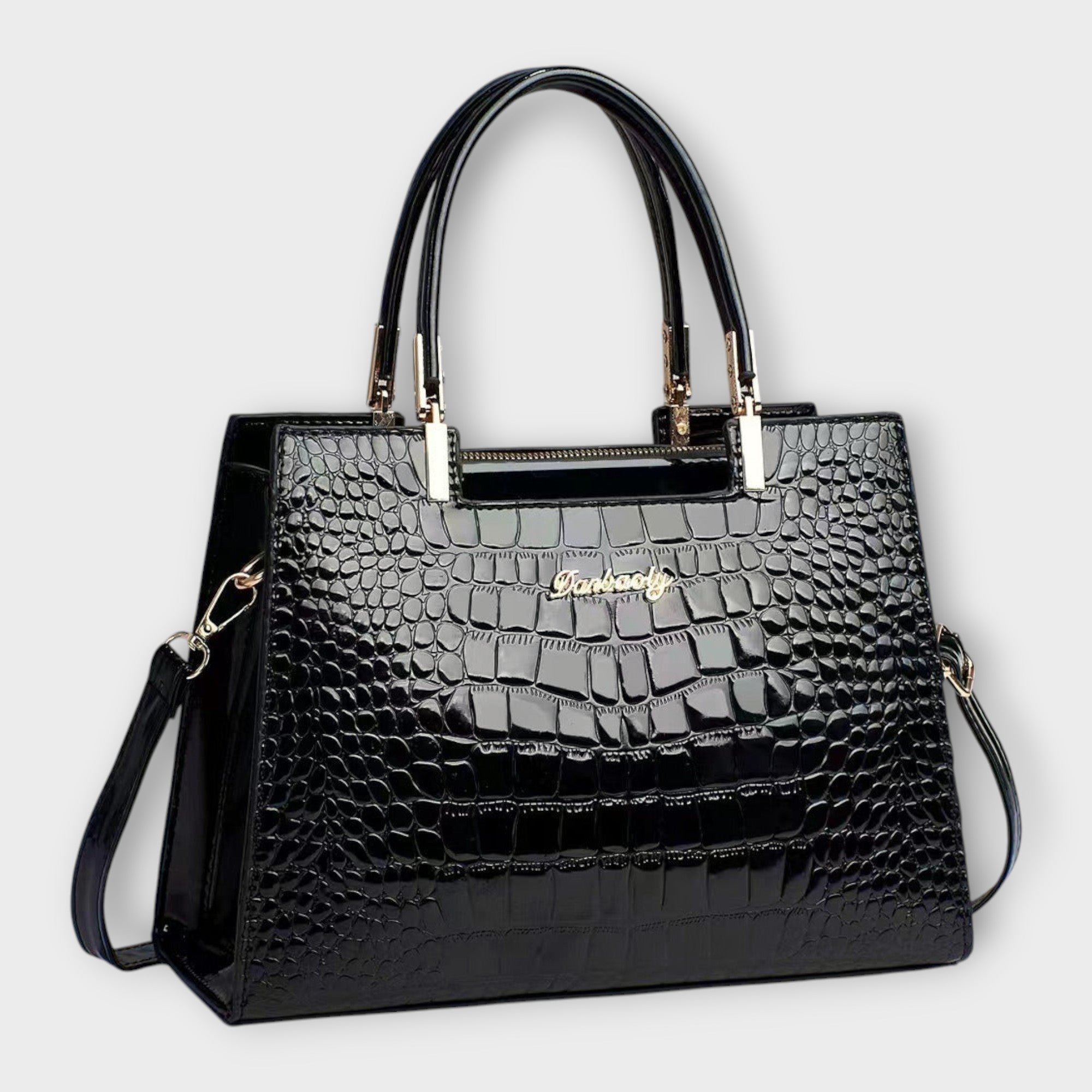 Olivia | Glossy Crocodile Pattern Handbag