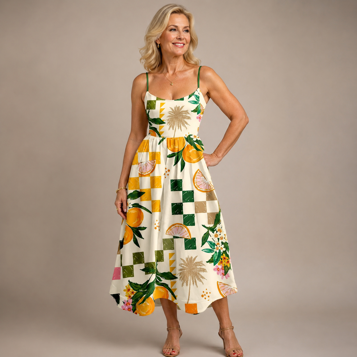 Liorabelle | Citrus Palm Midi Dress