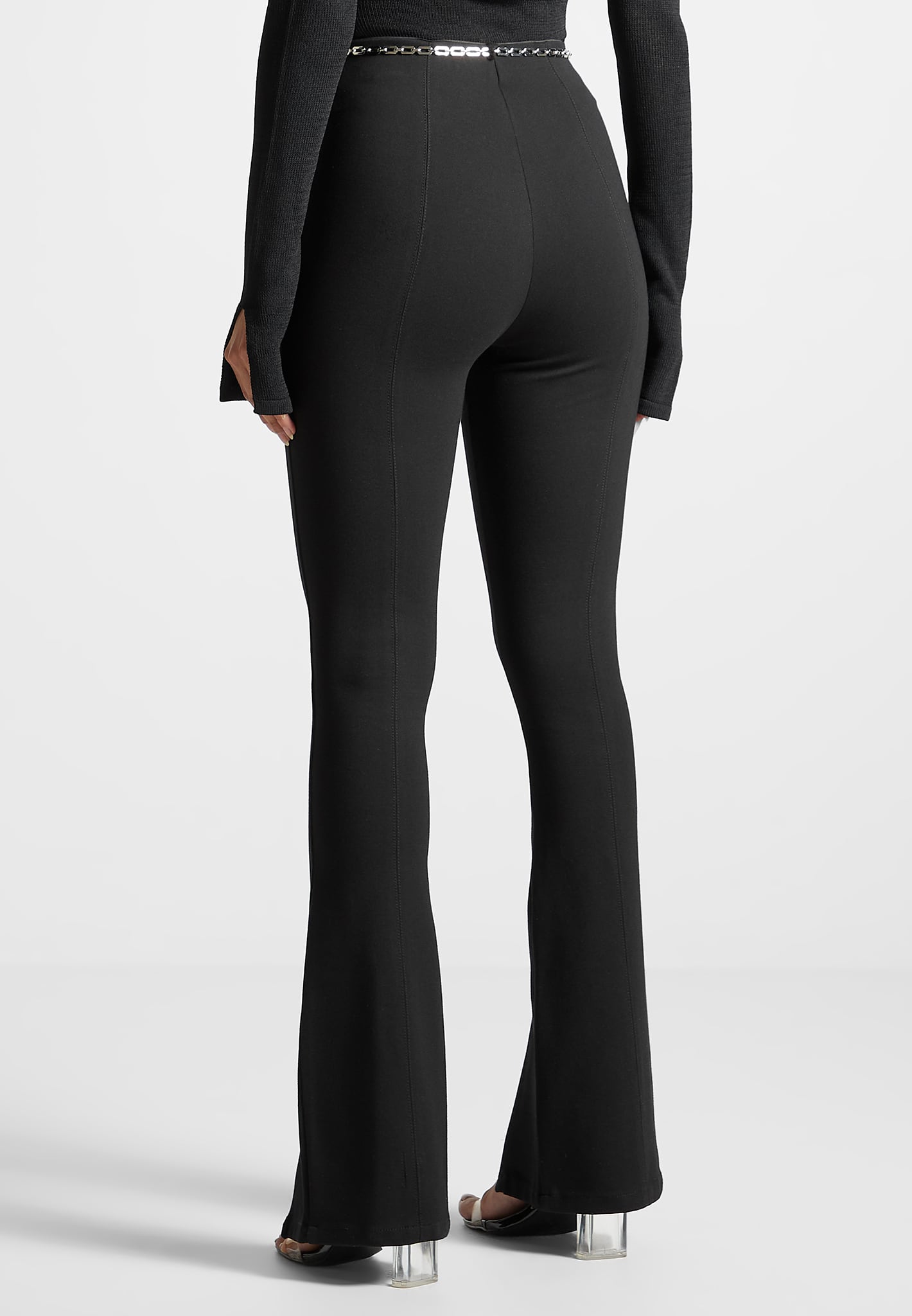Fit and Flare Leggings with Chain - Black
