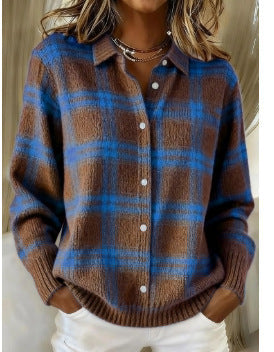 Liz | Soft Knit Blouse with Check Pattern