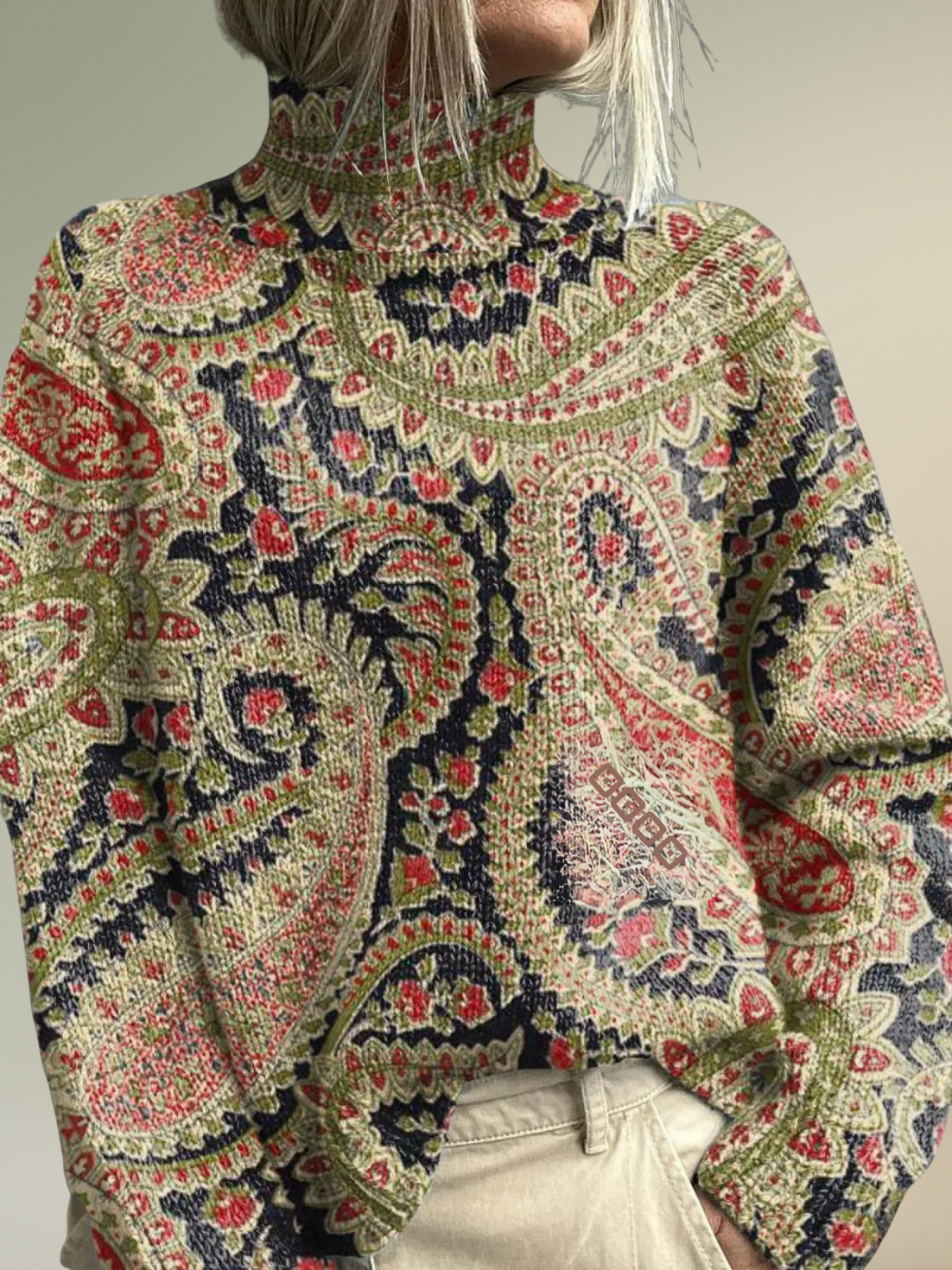 Frances | Vintage Floral Turtleneck Sweater