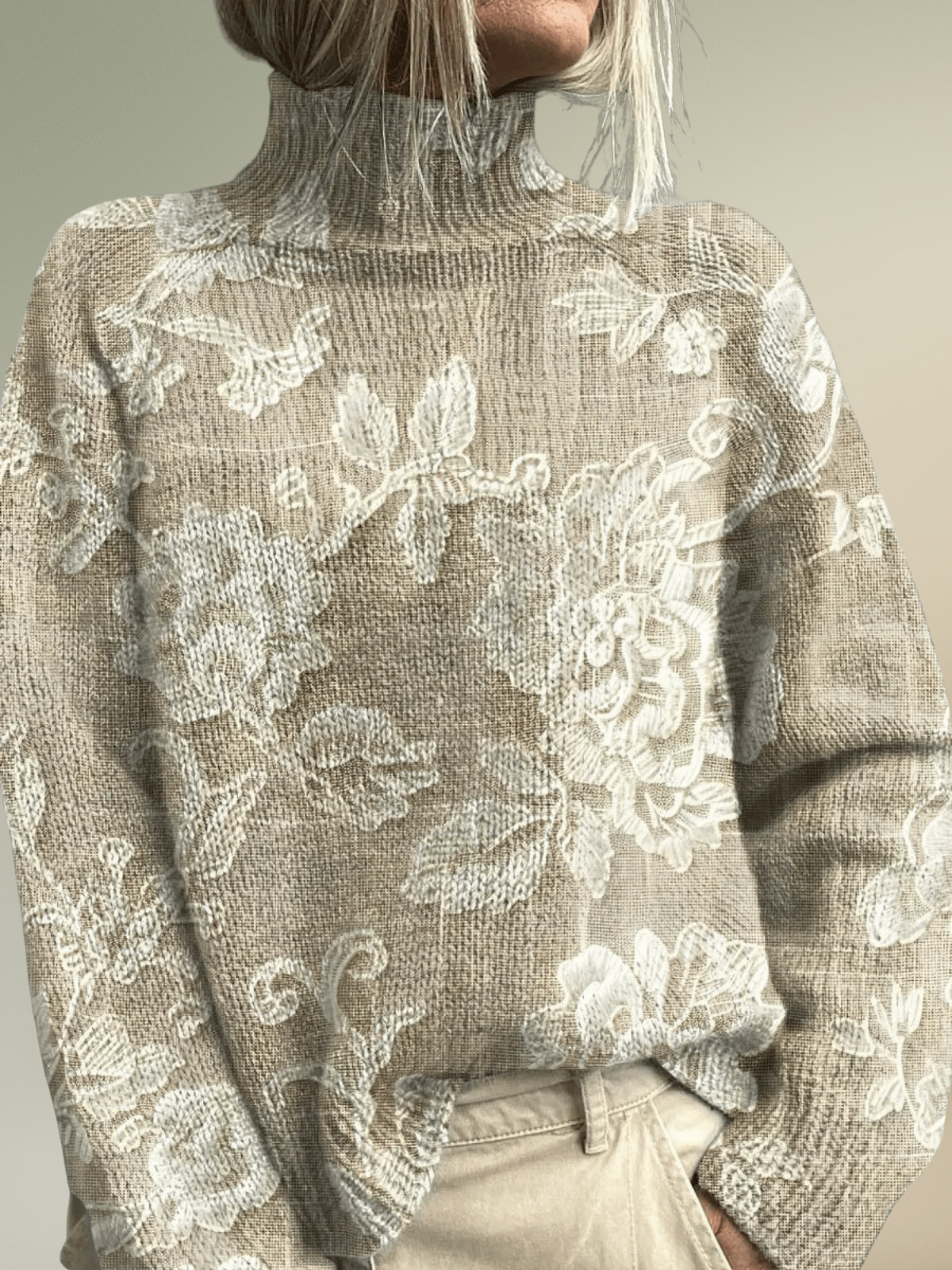 Alicia | Timeless Vintage Floral Turtleneck Sweater