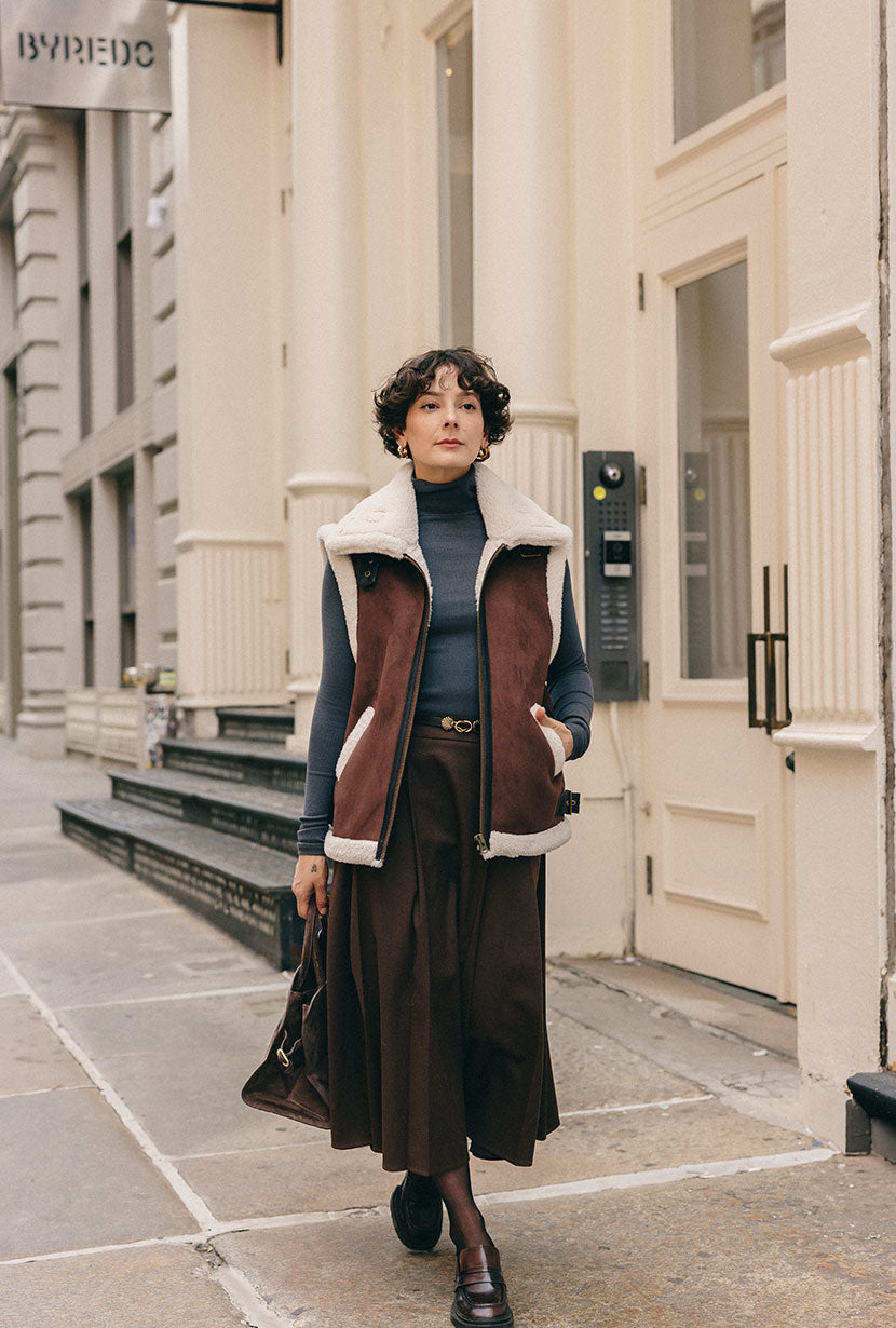 Blake Wool Blend Skirt - Chocolate