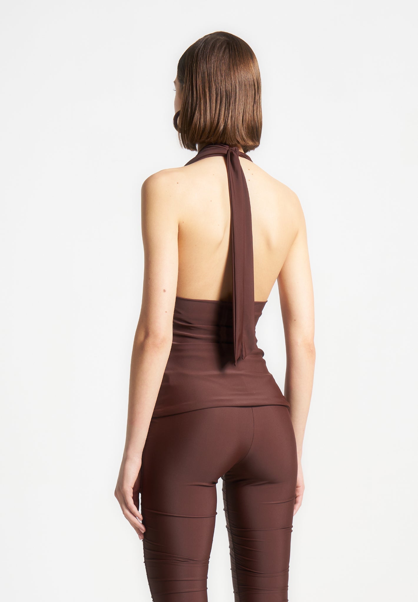 Draped Halterneck Top - Brown