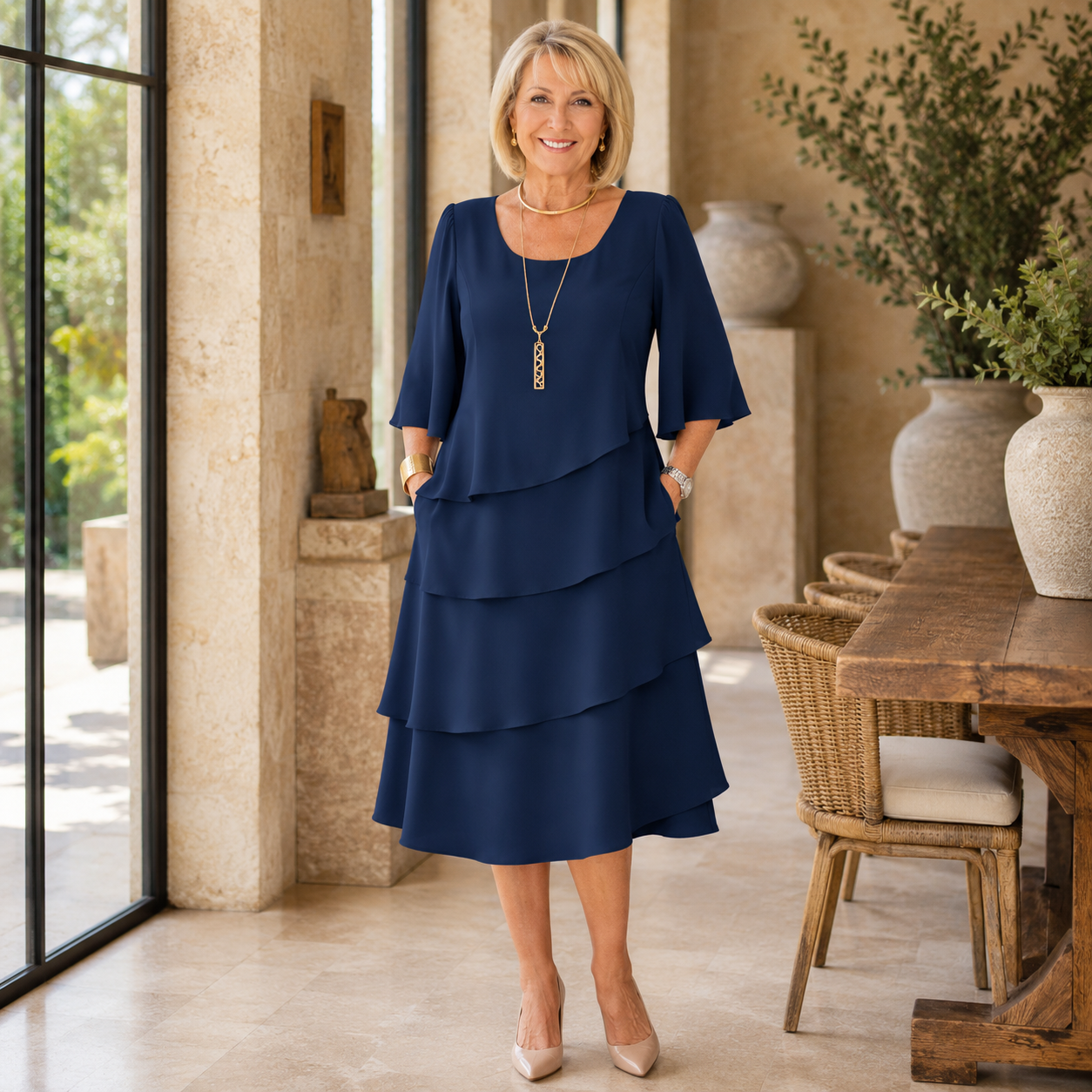 Catherine | Elegant Comfort Ruffle Dress.