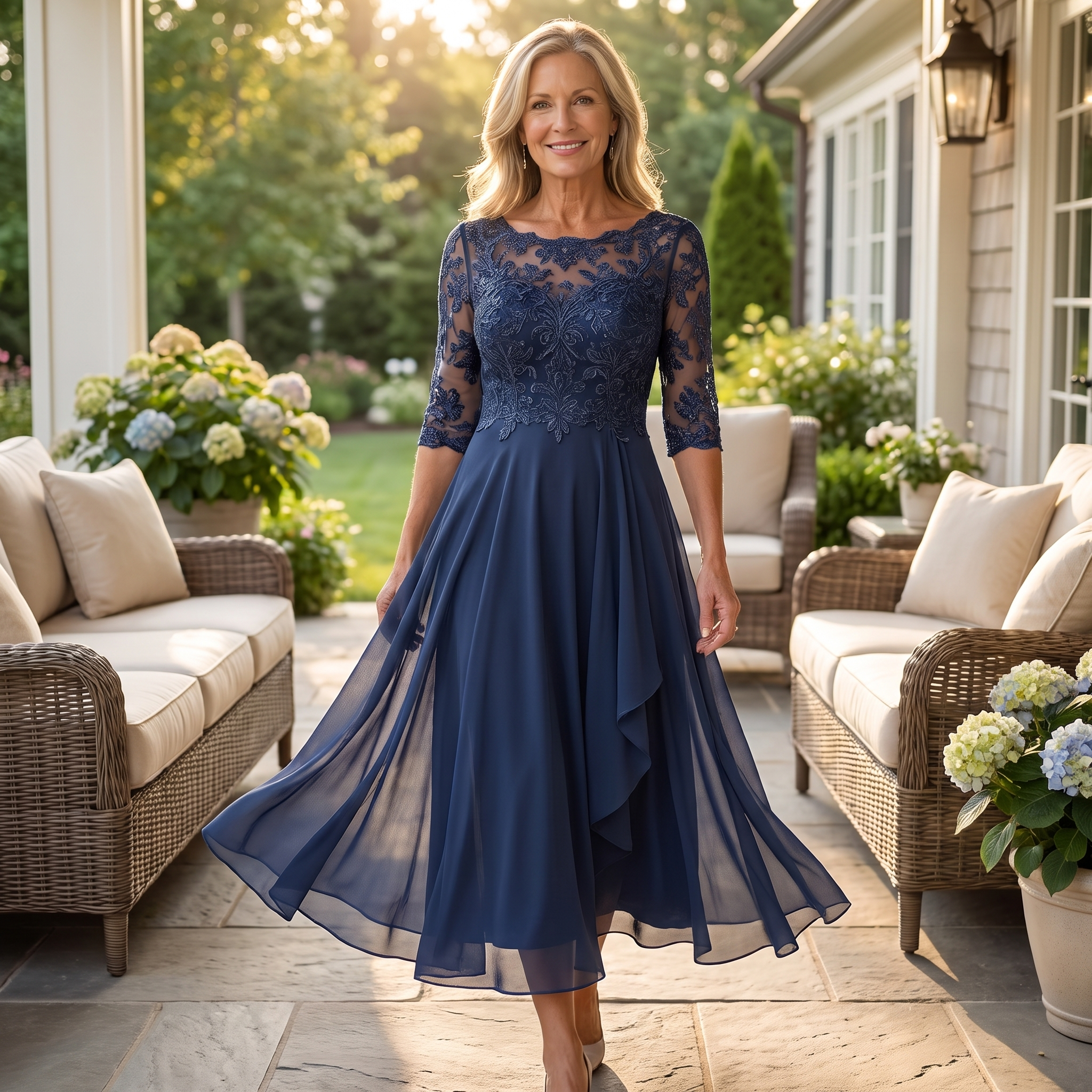 Rhonda™ | Elegant Lace Midi Dress..