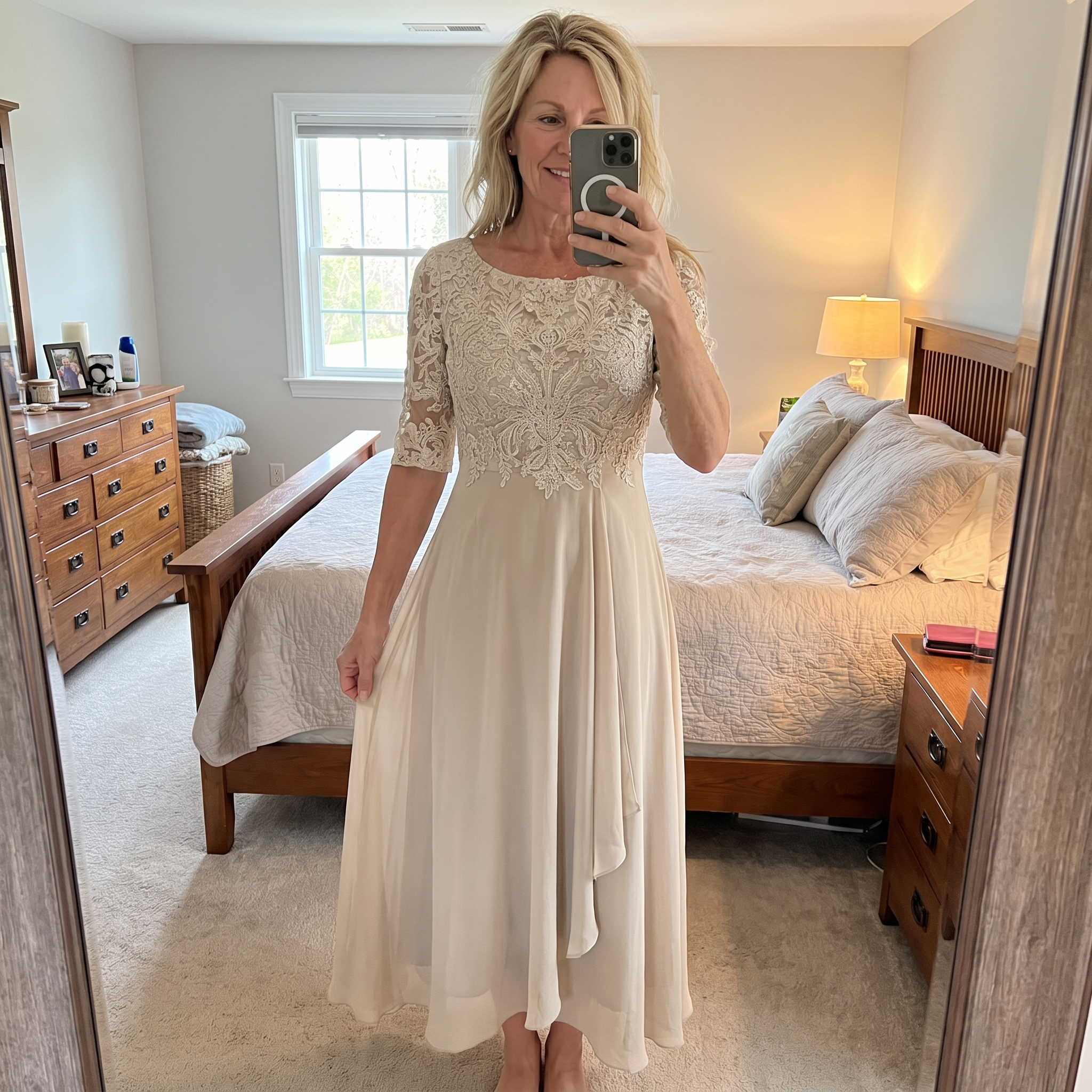 Rhonda™ | Elegant Lace Midi Dress..