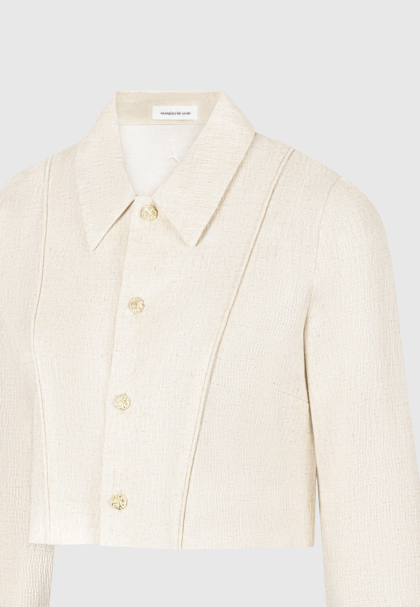 Florine - Linen Pintuck Cropped Shirt - Natural