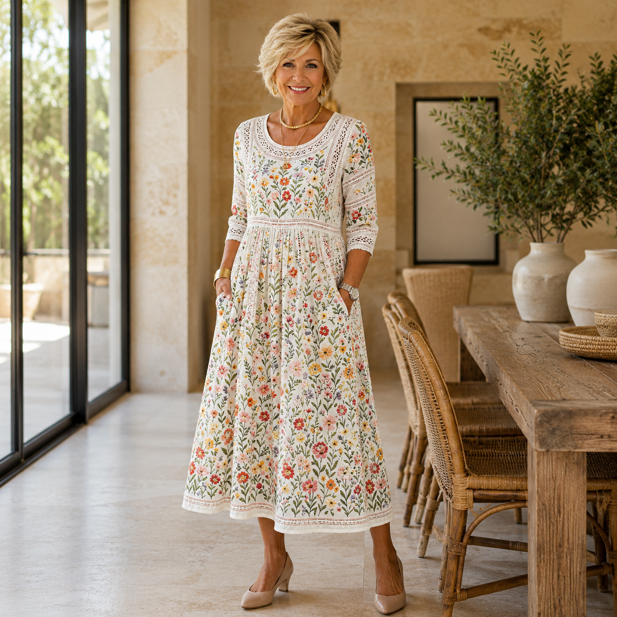 Wildflower Meadow Charm Midi Dress